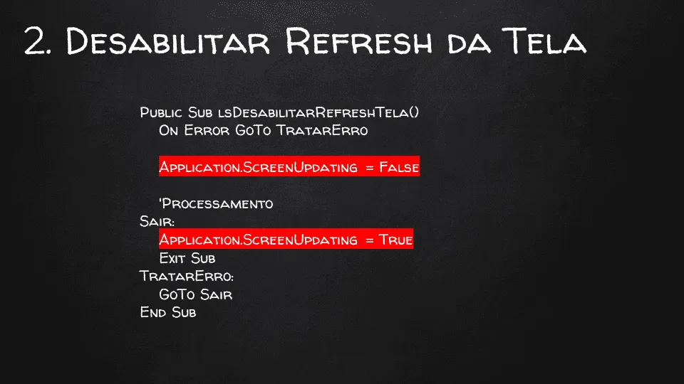 Como aumentar a velocidade do VBA Excel