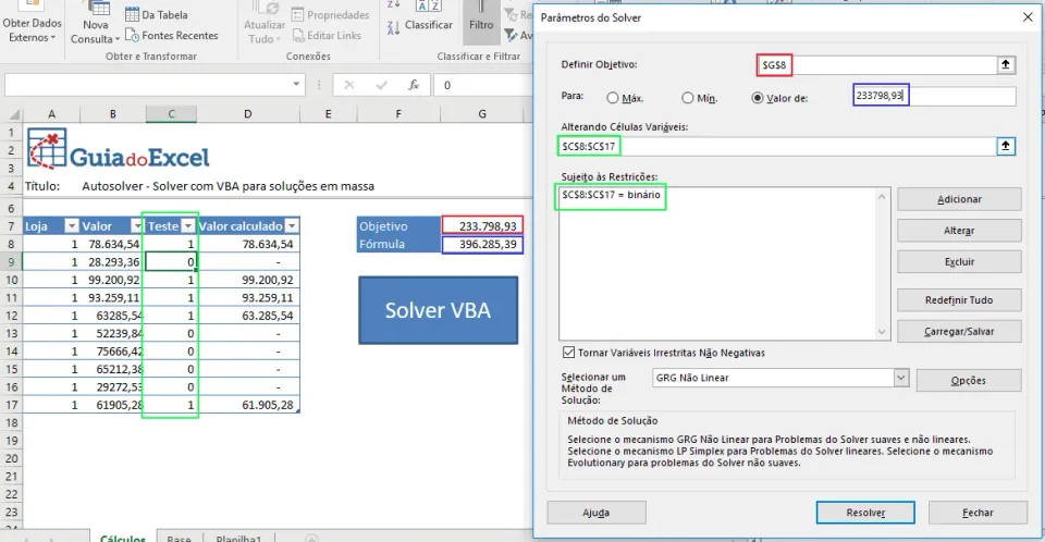 Solver e VBA Excel 3