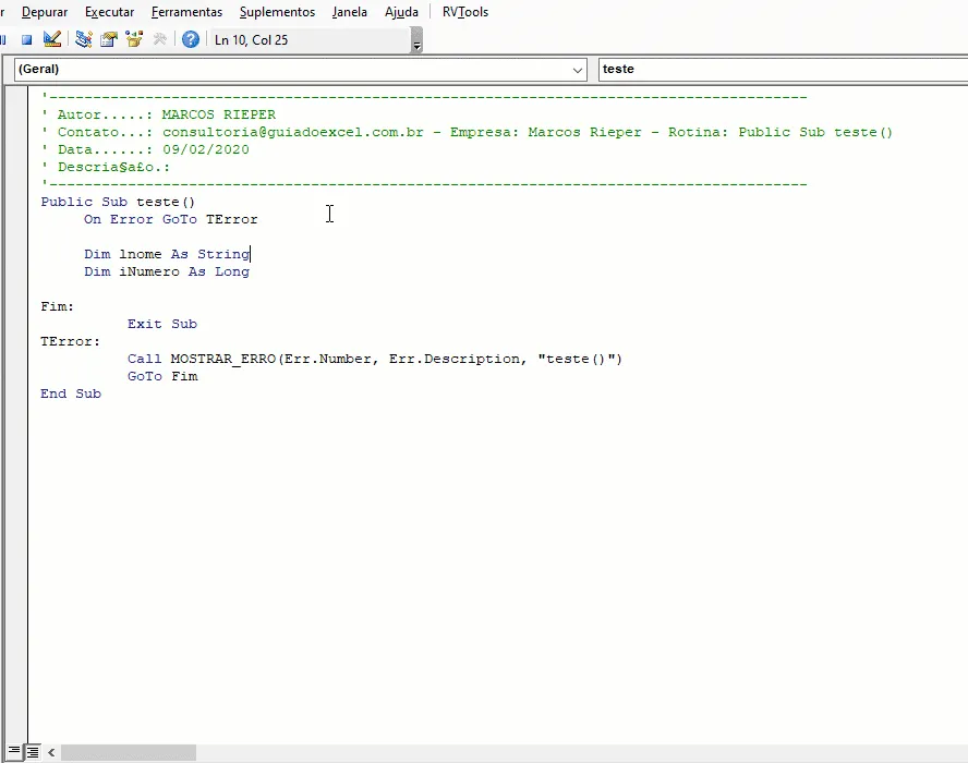 Suplemento Excel VBE 4