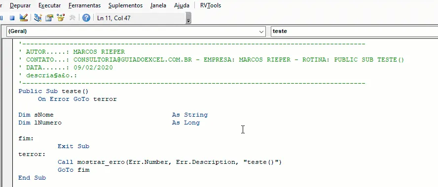 Suplemento VBE Excel 5