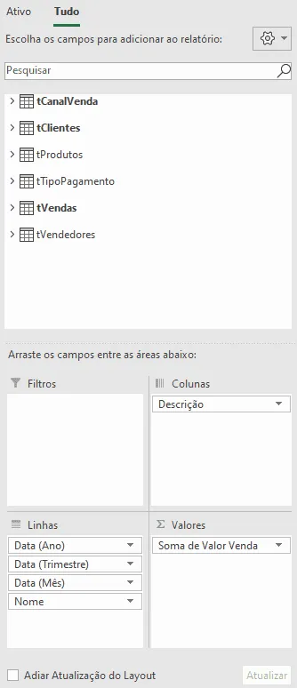 Tabela dinâmica - Relacionar tabelas Excel 10