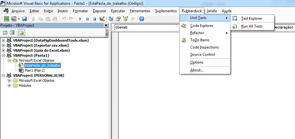 Teste unitário Excel VBA