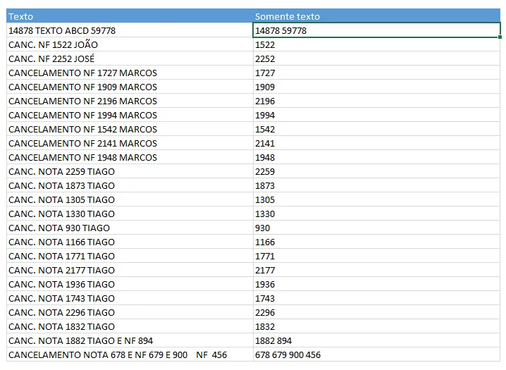 TextoDivisão TextSplit Excel 1