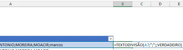 TextoDivisão Excel 2