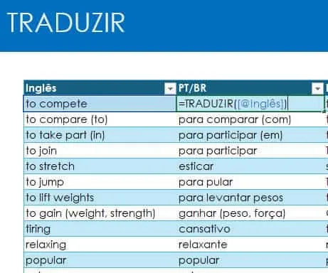 traduzir excel 1