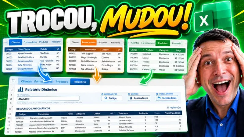 Troque a Tabela e veja o RELATÓRIO MUDAR no Excel