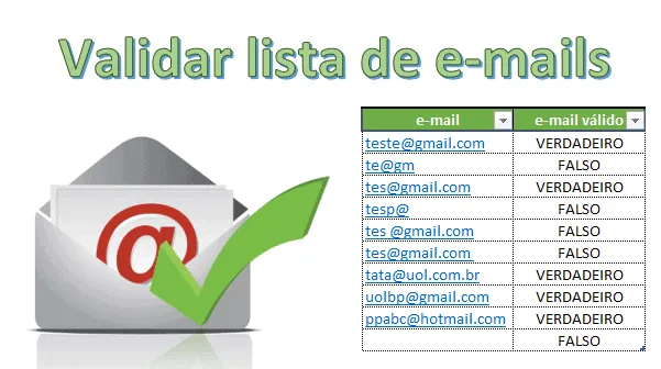 Validar e-mail Excel Planilha