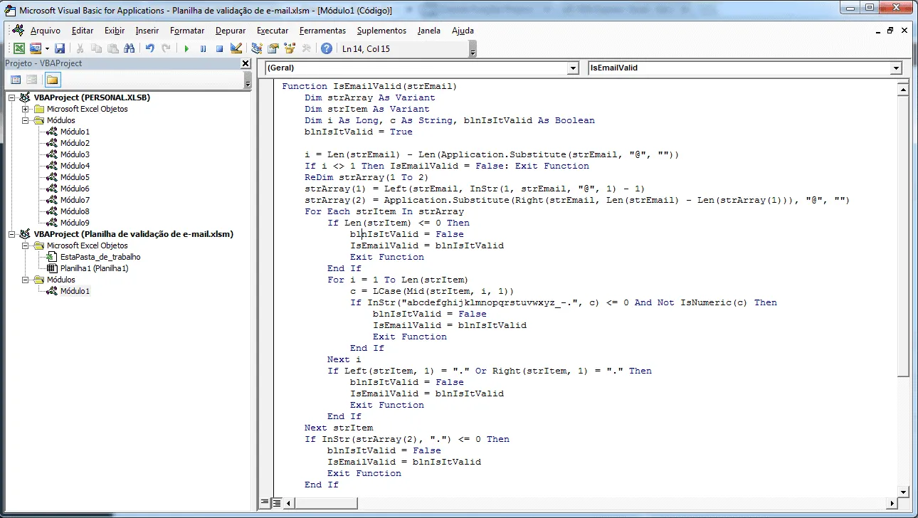 Validar email no Excel VBA 4