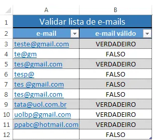 Validar email no Excel VBA