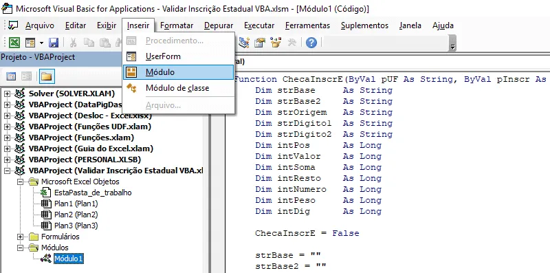 Validar Inscrição Estadual Excel 2