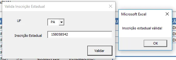 Validar Inscrição Estadual Excel 3
