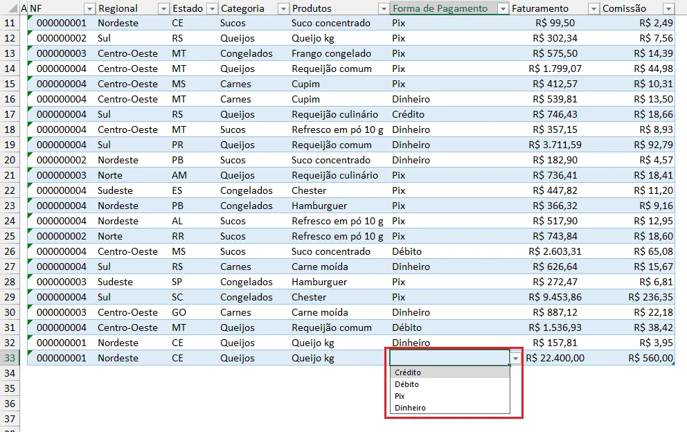 Vantagens do Formato de Tabela no Excel 5