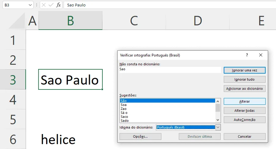 Verificar ortografia no Excel (revisar texto) 4