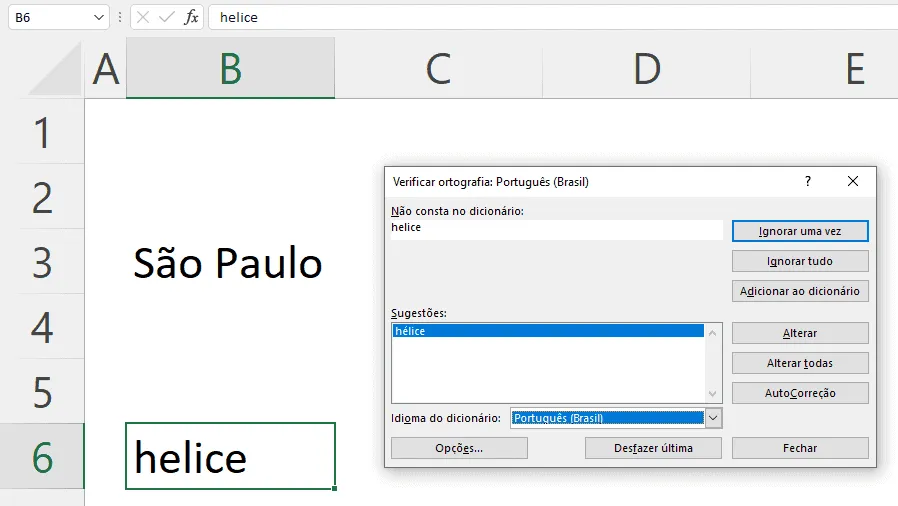 Verificar ortografia no Excel (revisar texto) 5