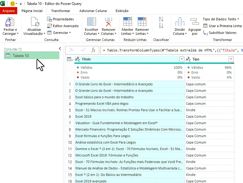 Web Scraping Power Query Excel 7