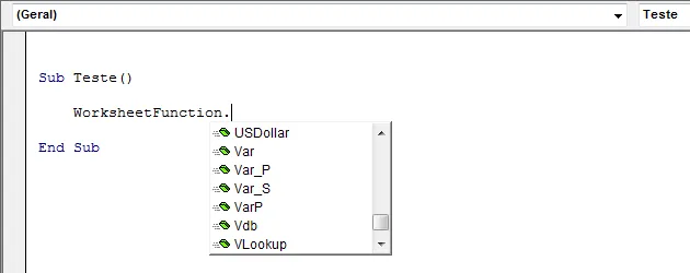 Worksheet function Excel VBA