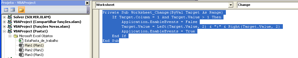 Formatação Automática de Hora no Excel