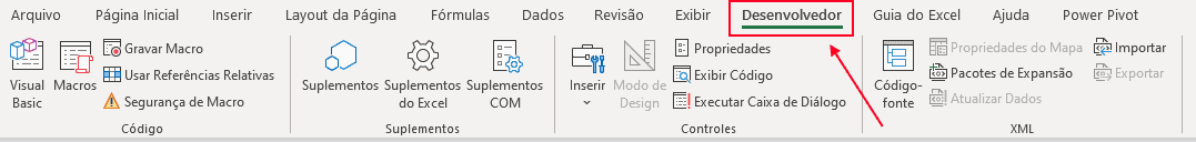 Como habilitar a guia desenvolvedor no Excel 4