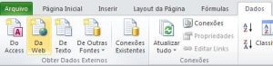 Excel obter dados externos da Web