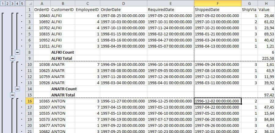 Comando SubTotal Excel