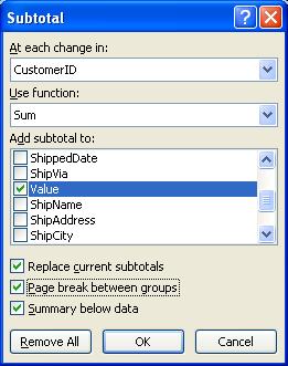 Comando SubTotal Excel