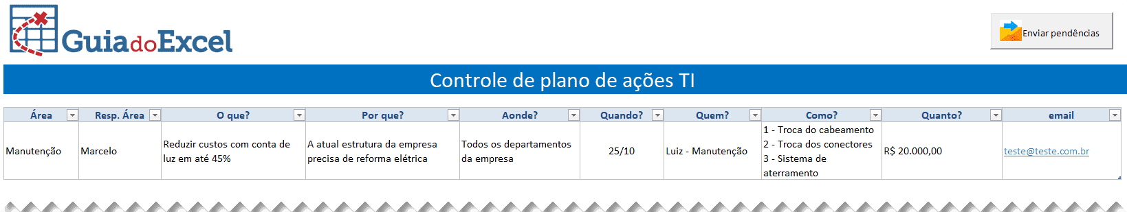 Enviar e-mail automaticamente pelo Outlook VBA - Enviar e-mail outlook 5W2H VBA 1