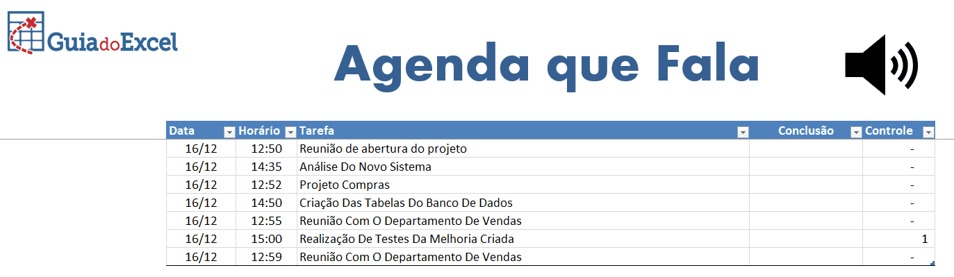 Agendar atividades excel VBA