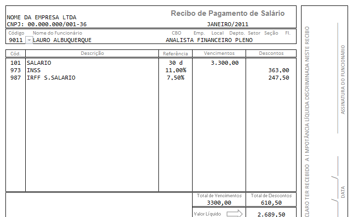 Holerite em Excel para download - Smart Planilhas