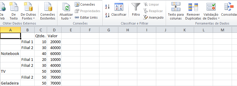 Consolidar Excel – Botão Consolidar