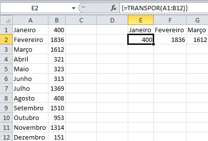 Função Transpor – Excel