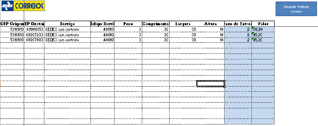 Calcular Frete nos Correios – Cálculo de Prazo e Preço dos Correios Automático no Excel