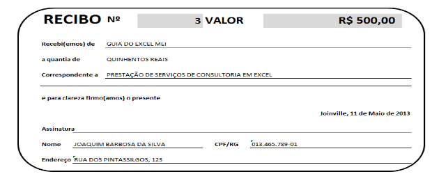 Recibo Excel Versão 2 – Planilha pronta Recibo Excel