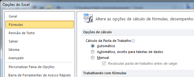 Conhecendo as opções do Excel 2 – Fórmulas