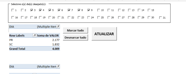 Marcar vários filtros na tabela dinâmica automaticamente – VBA