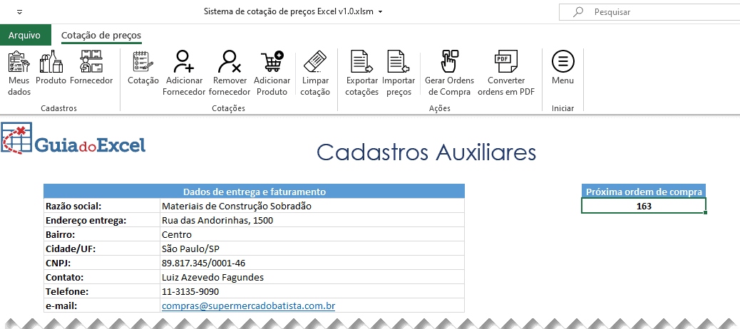 Planilha de cotação de preços Excel Automática faturamento