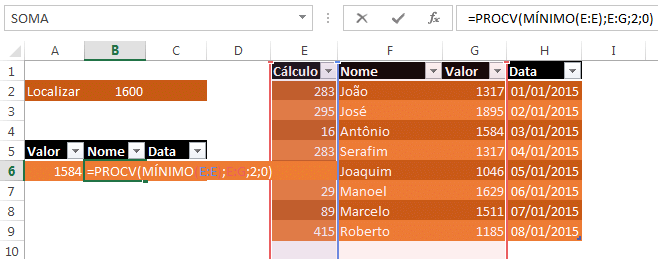 Localizar valor aproximado Excel 7