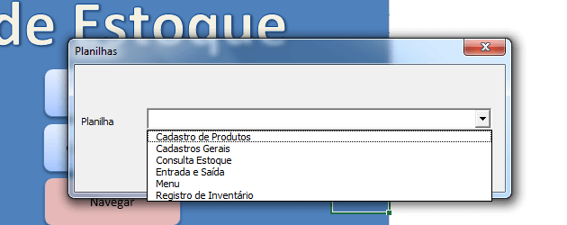 Formulário VBA Excel de navegação entre planilhas