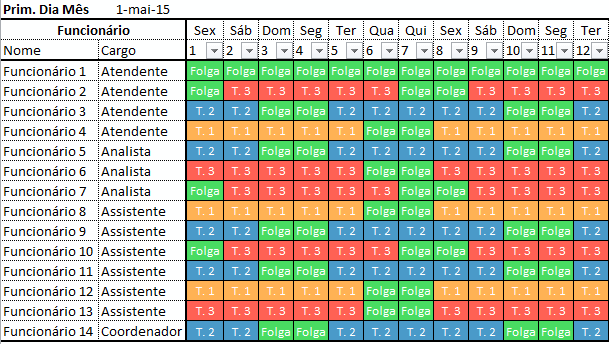 Planilha de escala de trabalho Excel 2