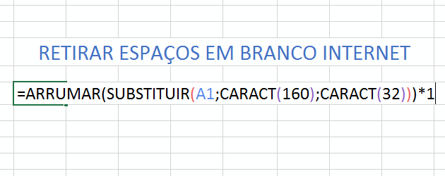 Remover espaços em branco de cópias de dados da internet Excel