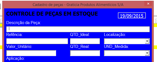 Planilha de controle de peças – Excel VBA