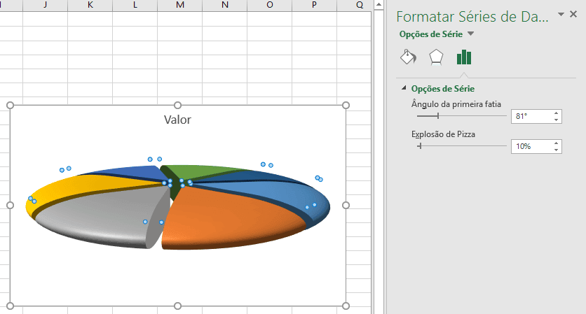 Gráfico de pizza Excel 3D com bordas arredondadas