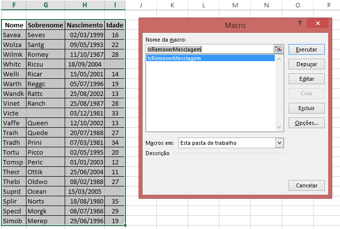 Remover mesclagem de células com VBA Excel