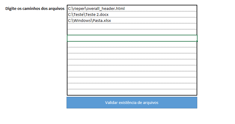 Validar a existência de arquivos Excel VBA