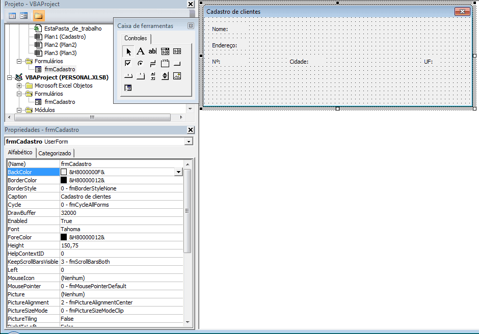 Formulário de cadastro VBA Excel automático 4
