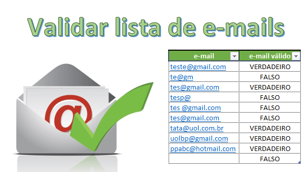 Planilha Excel para validar e-mail