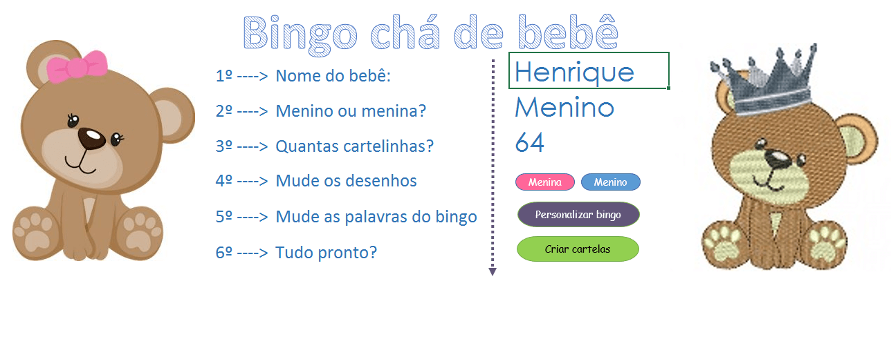 104 Cartelas Bingo Chá De Bebê Tema Menino Chuva De Amor Pdf