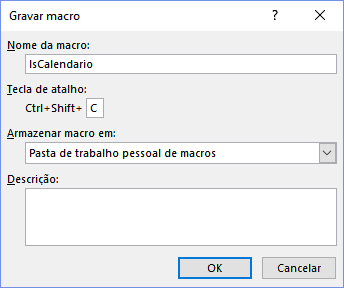 Calendário na célula Excel