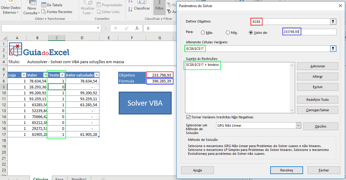 Solver e VBA no Excel - Automatizar a solução de problemas