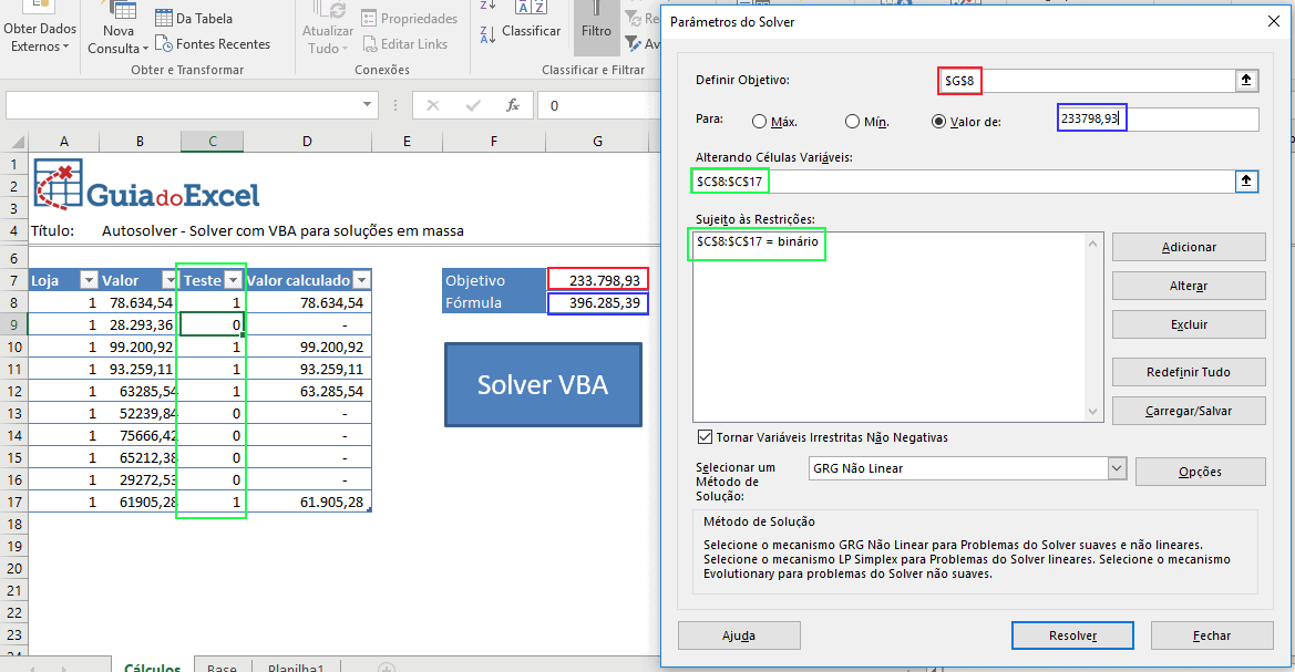 Solver e VBA Excel 3