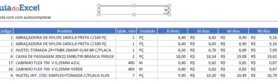 [Excel] Auto completar e selecionar em Lista de validação - Planilha de promoções 6